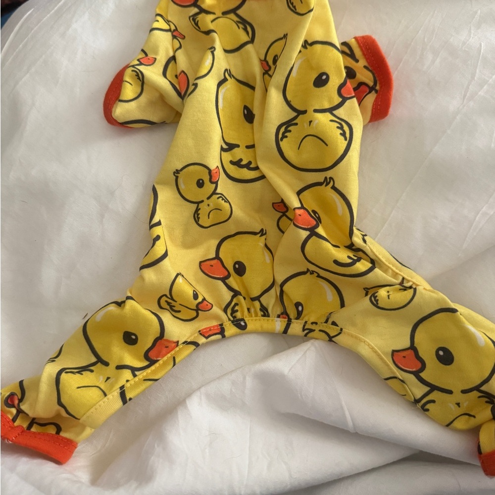 Yellow Duck Print for Puppy One Piece size XS